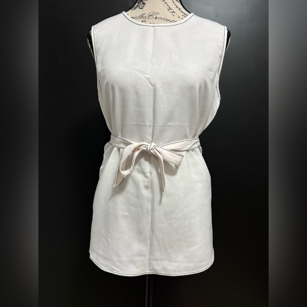 Suzy Shier Cream Tank Top with Belt